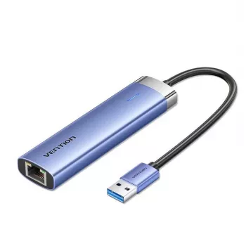 Vention TGFSB USB 3.2 Gen 1 (3.1 Gen 1) Type-A 5-portowy koncentrator z Gigabit RJ-45 i USB-C, niebieski