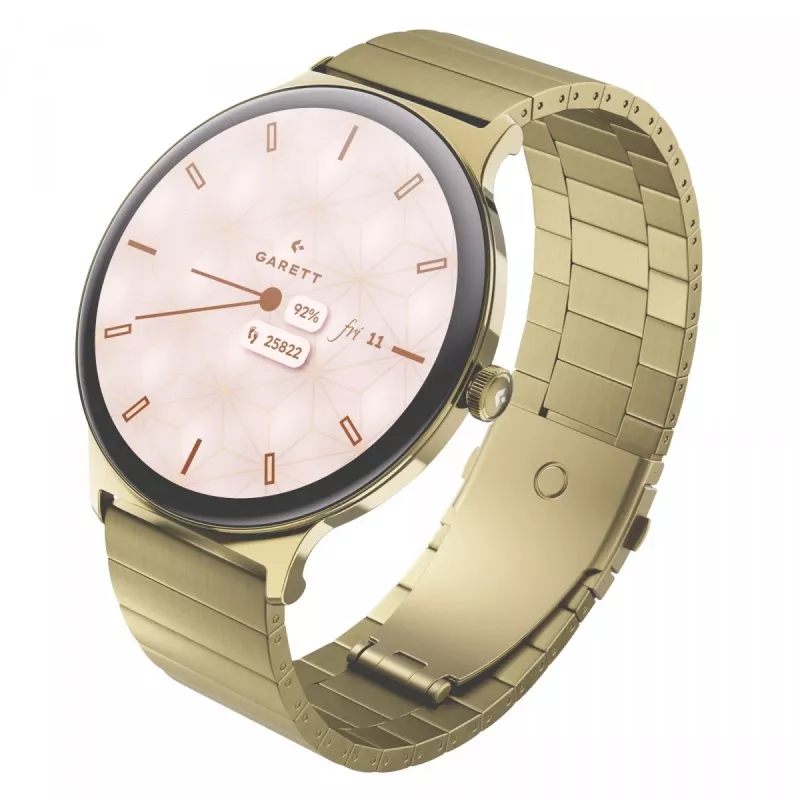 Smartwatch Garett Verona 2 Gold Steel z Bluetooth i monitorem pracy serca