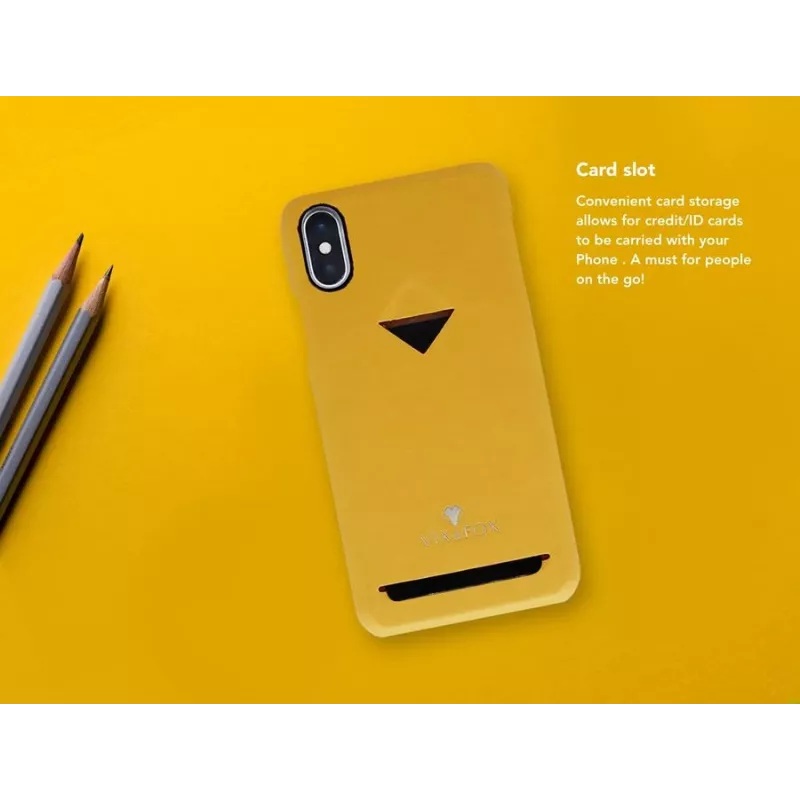 Tylna obudowa telefoniczna VixFox do iPhone X/XS, żółta musztardowa, kieszeń na kartę