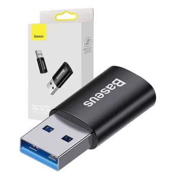 Adapter Baseus Ingenuity USB Type-A (żeński) na USB Type-C (męski) 10 Gbit/s, czarny, 14×22×8 mm