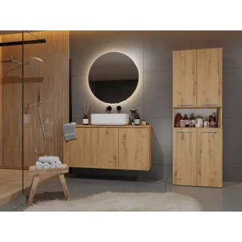Szafka łazienkowa Top e shop NEL 1K DK ART KPL, rama dębowa, 600×300×1740 mm, 5 półek, wolnostojąca