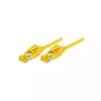 Tecline Premium - Kabel krosowy - RJ-45 (M) na RJ-45 (M) - 50 cm - SFTP, PiMF - Kat.7 Surowy Kabel (Kabel) / CAT 6a (Porty) - Ekranowany, Bezhalogenowy, Odporny na zaczepianie - Żółty (70700Y)