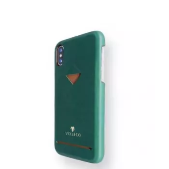 Kieszeń na kartę tylna obudowa VixFox do iPhone X / XS, leśna zieleń ochronna tylna pokrywa z kieszenią na kartę