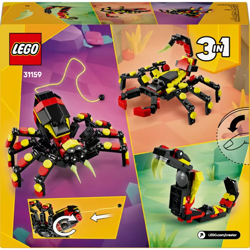 LEGO Creator 3-w-1 budowalny model pająka 31159 — 153 części, wiek 7+, 110×150×50 mm