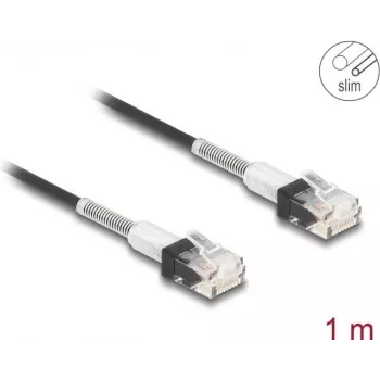 Kabel sieciowy DeLOCK RJ45 Cat.6A UTP cienki 1m Czarny