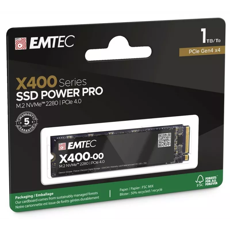 SSD Emtec X400 1 TB M.2 PCI Express 4.0 NVMe 3D NAND