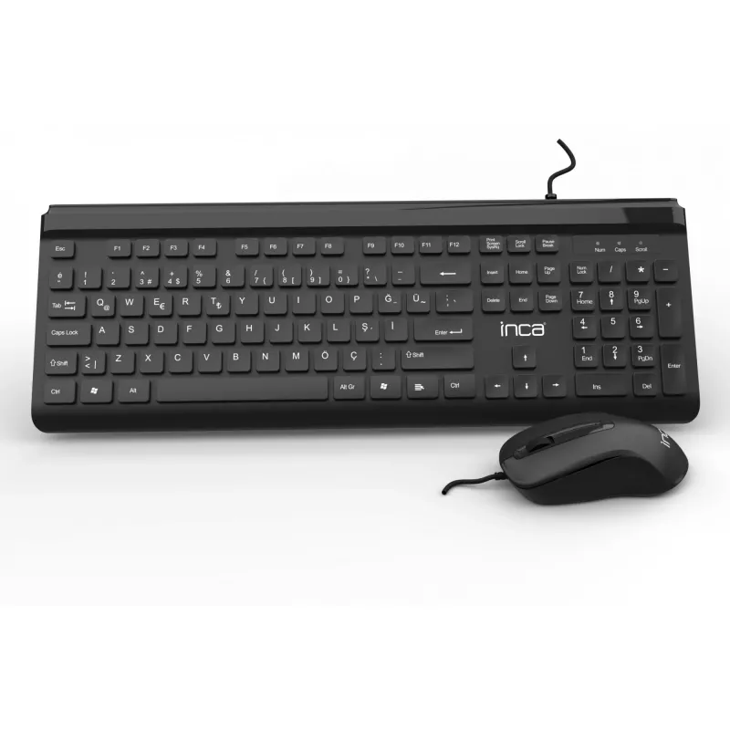 Inca IMK-377 Klawiatura z myszą Biurowa USB Turecka Czarna