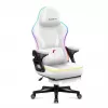 Biały meshowy fotel gamingowy RGB