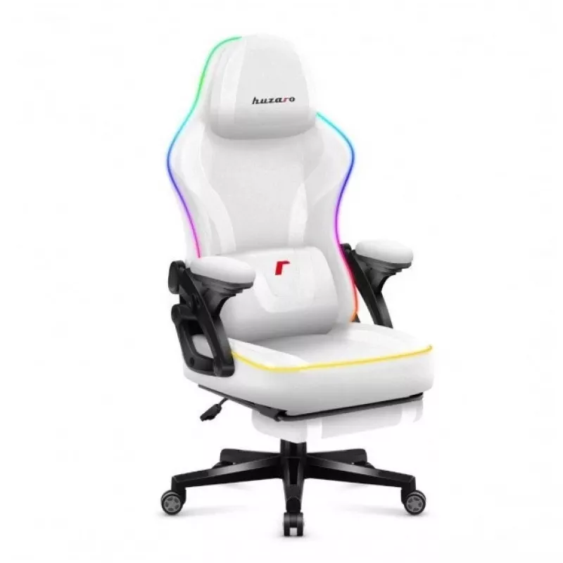 Biały meshowy fotel gamingowy RGB