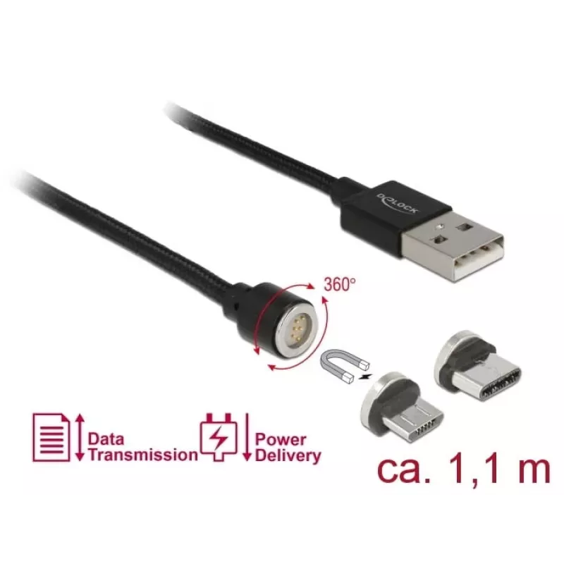 Kabel USB DeLOCK 85723 USB 2.0 1,1 m USB A USB C/Micro-USB B Czarny