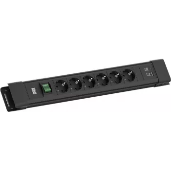 Listwa zasilająca Bachmann CONNECTUS BM005922 — 6×gniazd CEE7, 1×USB-A 22W, kabel 2,0 m