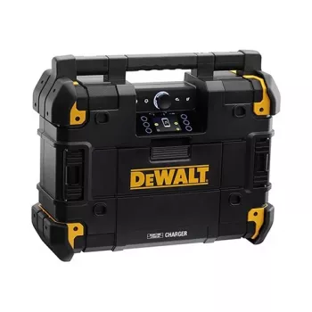 Przenośne radio DeWalt DWST1-81078-QW — cyfrowy tuner AM/FM, wyświetlacz LED, 4 głośniki, zasilanie AC/DC, port USB, wyjście AUX