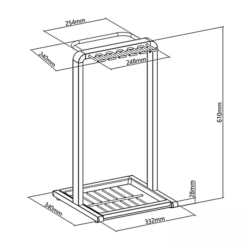 Stojak na parasole MACLEAN MC-472, kompaktowy metalowy uchwyt, wymiary 332×340×610 mm