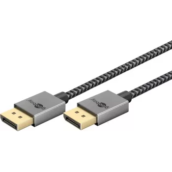 Kabel DisplayPort 2.0/2.1 cienki (srebrny/czarny, 1 metr)