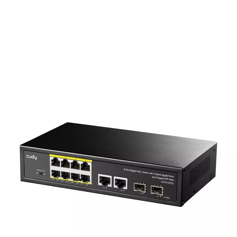Cudy GS1010PS2 przełącznik sieciowy Niezarządzalny Gigabit Ethernet (10/100/1000) Power over Ethernet (PoE) Czarny