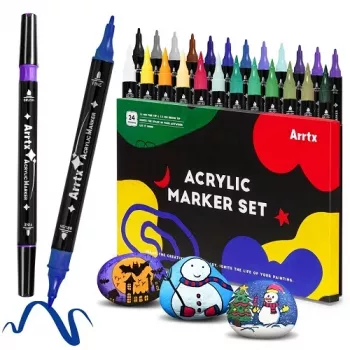 Arrtx Acrylic Marker Pens LC303304 — zestaw 24 kolorów, końcówki cienkie/średnie