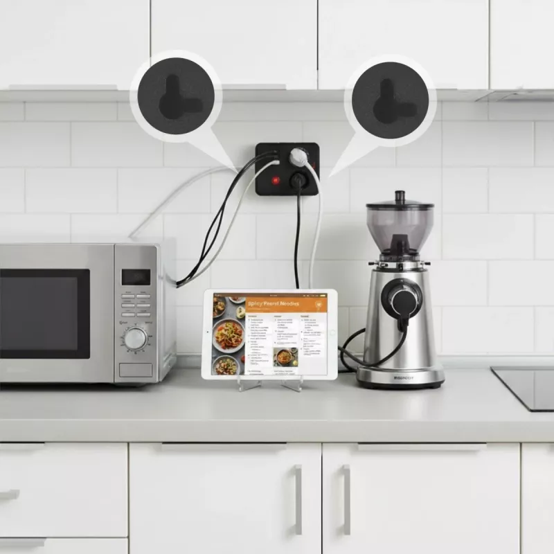 Listwa zasilająca MACLEAN MCE388 B — 2 gniazda AC, 3×USB A, 110–120V 50/60Hz, 2500W, kabel 3 m, czarny