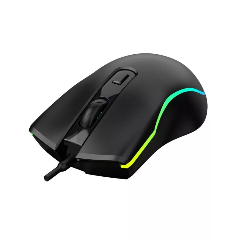 Przewodowa podgrzewana mysz gamingowa ActiveJet AMY-W390 — symetryczna, optyczna 2000 DPI, USB typu A, 4 przyciski, czarna