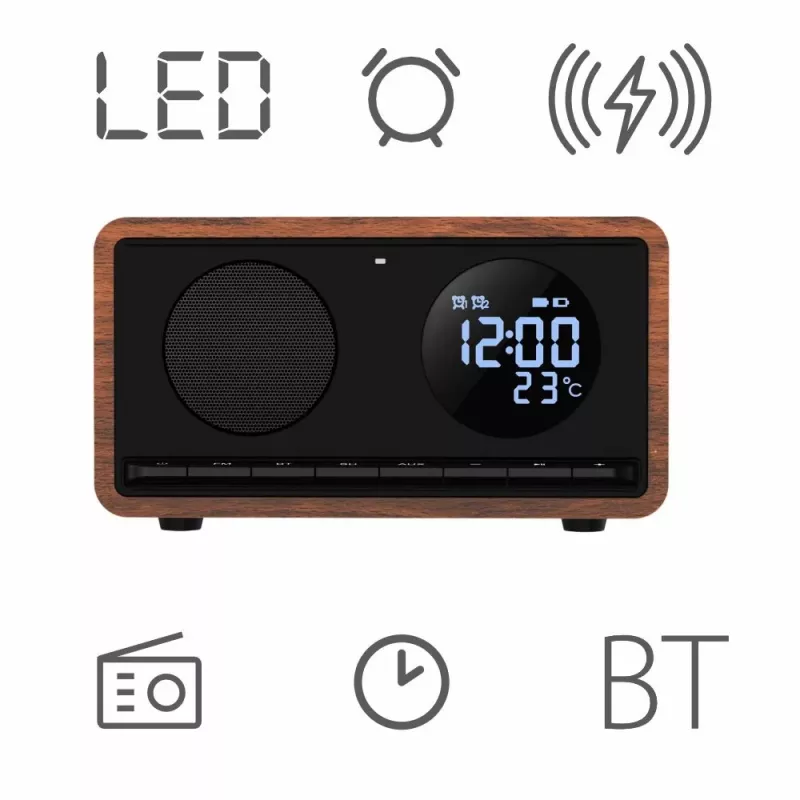 Zegar radiowy MANTA RDI912B Rimini czarny z 12-calowym wyświetlaczem i 8 GB pamięci