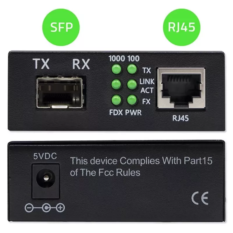 Konwerter mediów PRZEŁĄCZNIK Ethernet 1x RJ45 1x SFP