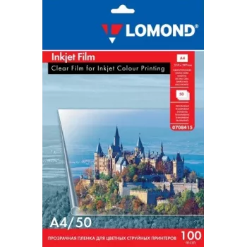 Folia PET Lomond do drukarek atramentowych przezroczysta A4, 50 arkuszy