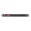 Lanberg PDU-08I-0200-C20-BK jednostka dystrybucji zasilania (PDU) 1U czarna 8 wyjść AC (PDU-08I-0200-C20-BK)