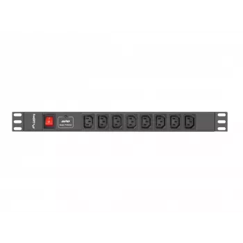 Lanberg PDU-08I-0200-C20-BK jednostka dystrybucji zasilania (PDU) 1U czarna 8 wyjść AC (PDU-08I-0200-C20-BK)