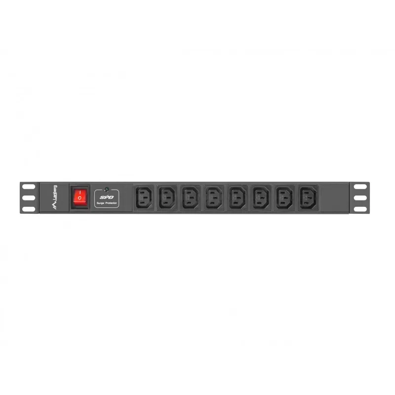 Lanberg PDU-08I-0200-C20-BK jednostka dystrybucji zasilania (PDU) 1U czarna 8 wyjść AC (PDU-08I-0200-C20-BK)