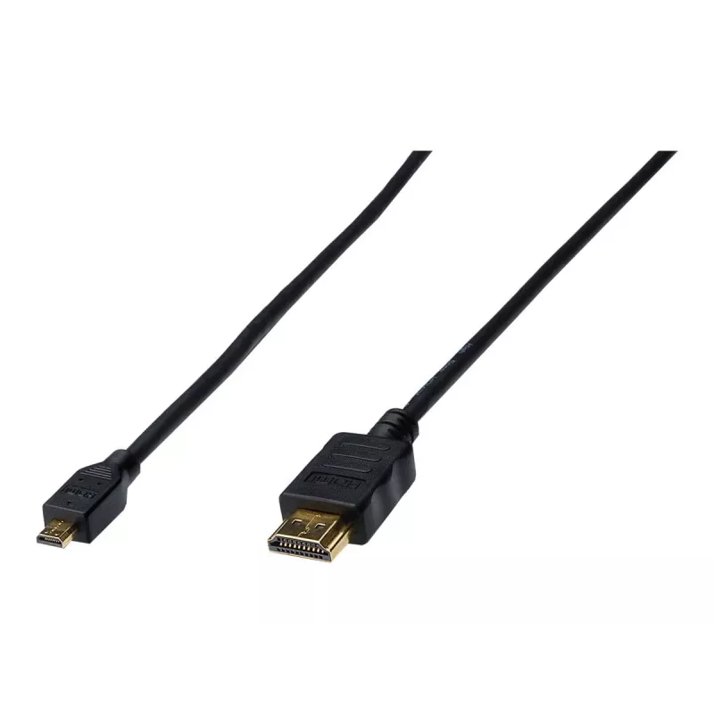 Digitus ASSMANN - HDMI-Kabel mit Ethernet - 19 pin micro HDMI Type D männlich zu HDMI männlich - 1 m - Dreifachisolierung - Schwarz (AK-330115-010-S)