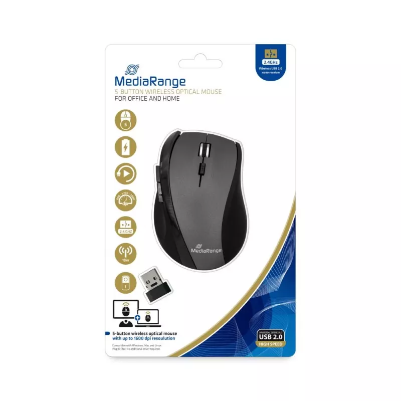 Mysz MediaRange MROS203 RF bezprzewodowa optyczna