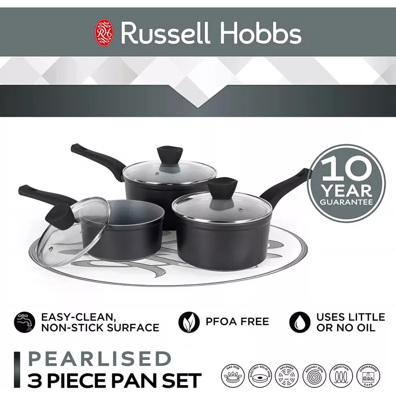 Zestaw garnków Russell Hobbs RH01706EU, 3 sztuki, wykończenie perłowe