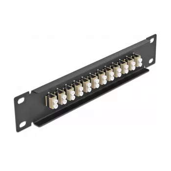 Fiber Optic Patch Panel DeLOCK 10 cali 12 portów LC Duplex beżowy 1U czarny
