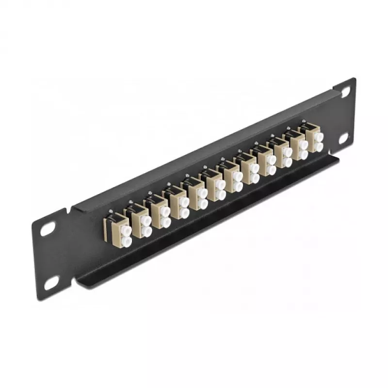 Fiber Optic Patch Panel DeLOCK 10 cali 12 portów LC Duplex beżowy 1U czarny