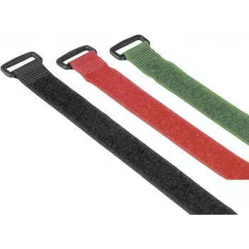 Hama 00221006 opaska kablowa Opaska kablowa na rzep Nylon Czarny, Zielony, Czerwony 9 szt.