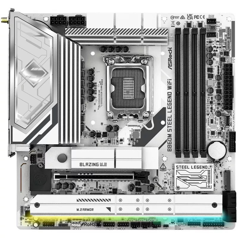 Płyta główna ASRock B860M Steel Legend WiFi — Intel B860, LGA 1851, micro‑ATX, DDR5, 4 DIMM, Wi‑Fi 6E, 2.5GbE