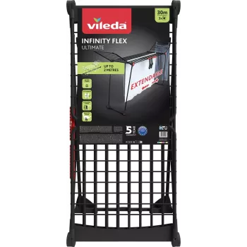 Stojąca suszarka VILEDA Infinity Flex Ultimate — stal, czarny, 1 szt., 5-letnia gwarancja