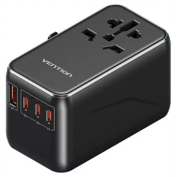 Ładowarka Vention FJGB0 100 W GaN z 3× USB-C i 1× USB-A, czarna