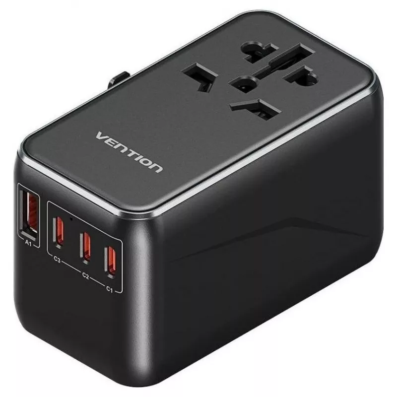 Ładowarka Vention FJGB0 100 W GaN z 3× USB-C i 1× USB-A, czarna