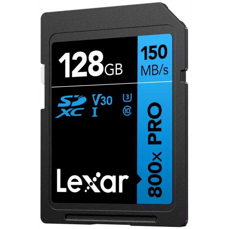 Karta pamięci SDXC Lexar 128GB UHS-I 800xPRO Class 10 U3 V30 — 150 MB/s odczyt, 45 MB/s zapis, czarna