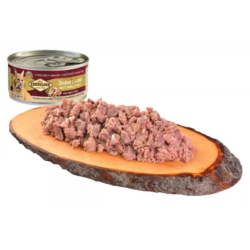 Karma mokra dla kotów CARNILOVE Moist Chicken & Lamb w puszce 100 g, bezzbożowa, dorosłe, bez cukru