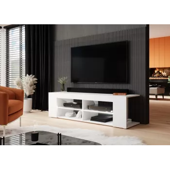 Cama szafka TV RTV TEXAS 50/134/40 biały/biały połysk