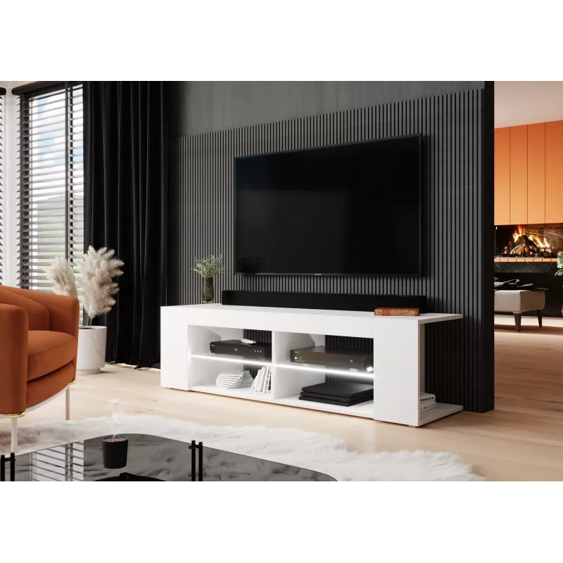 Cama szafka TV RTV TEXAS 50/134/40 biały/biały połysk
