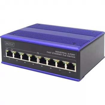 Przełącznik sieciowy ASSMANN Electronic DN-650108 Fast Ethernet (10/100) Power over Ethernet (PoE) Czarny, Niebieski