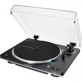 AT-LP70XBTBS, Gramofon czarny/srebrny, Wbudowany przedwzmacniacz gramofonowy, Bluetooth, w pełni automatyczny, napęd paskowy