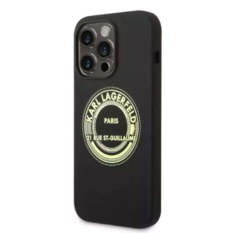 Karl Lagerfeld Soft Cover Silicone RSG Black for Apple iPhone 14 Pro KLHCP14LSRSGRCK