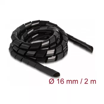 DeLOCK Wąż spiralny elastyczny 2 m x 16 mm czarny polietylen