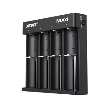Ładowarka do akumulatorów XTAR MX4 4-slotowa uniwersalna Li-ion NiMH USB-C, czarna, obsługuje 4 akumulatory