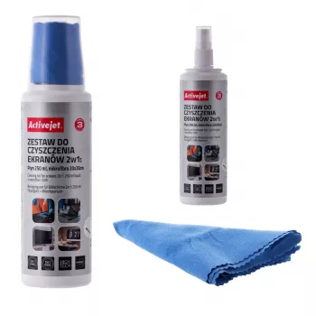 Zestaw do czyszczenia sprzętu – ściereczki i płyn ActiveJet AOC-269, ściereczka z mikrofibry 200x200 mm, spray 250 ml, 2 szt.