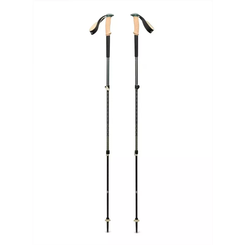 Kijki trekkingowe Czarny Diamond Trail Cork, regulowane 100–140 cm, aluminium, uchwyt korkowy/EVA, 3-segmentowe, zielony/beżowy