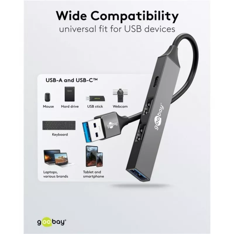 Goobay Slim 4-Port USB-Hub, USB-A na USB-C™/USB-A, USB 3.2 (74458)